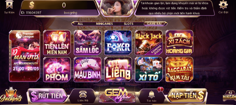 Các trò chơi cá cược trực tuyến nổi bật tại Gem Win